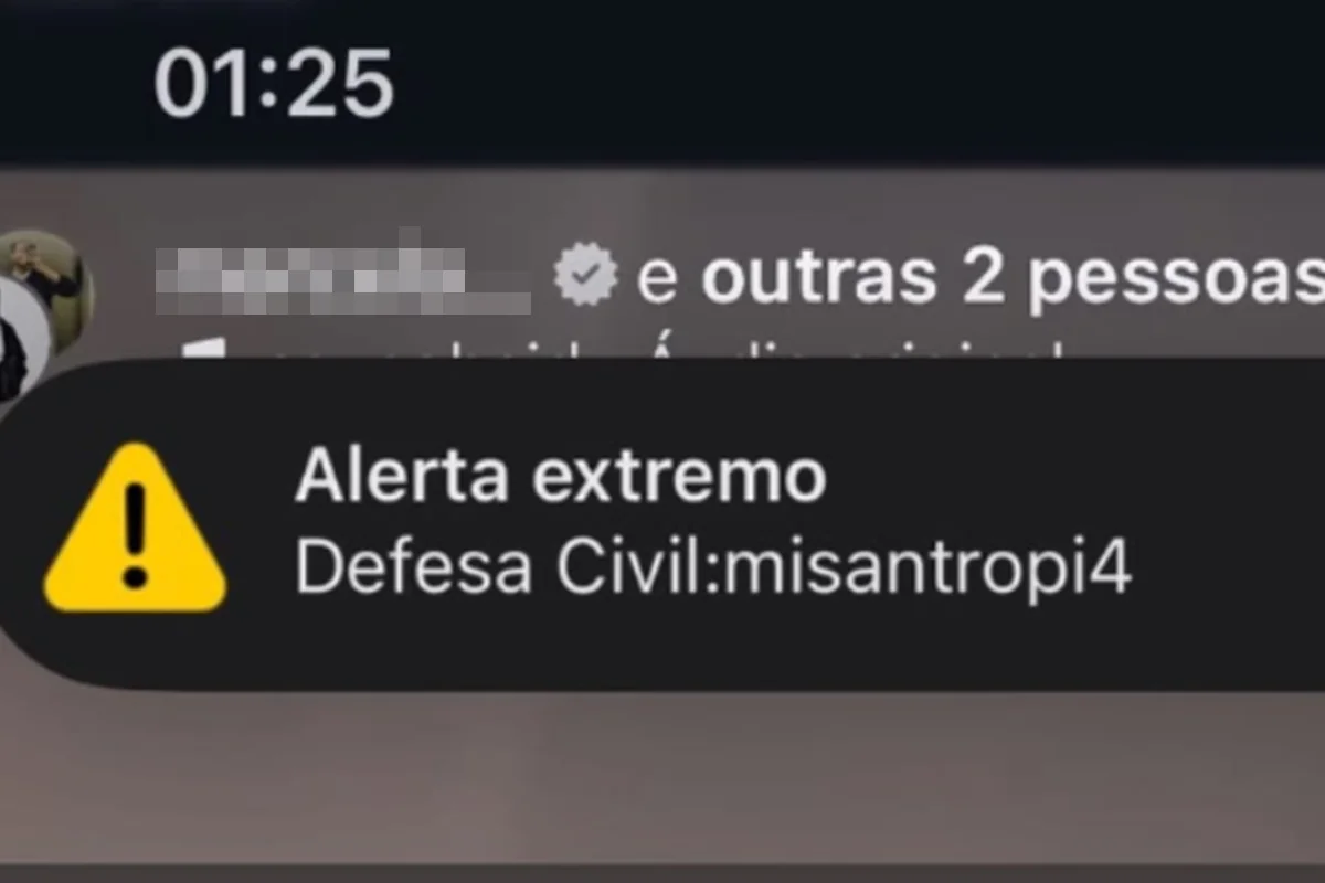 Mensagem disparada pela Defesa Civil Mensagem disparada pela Defesa Civil