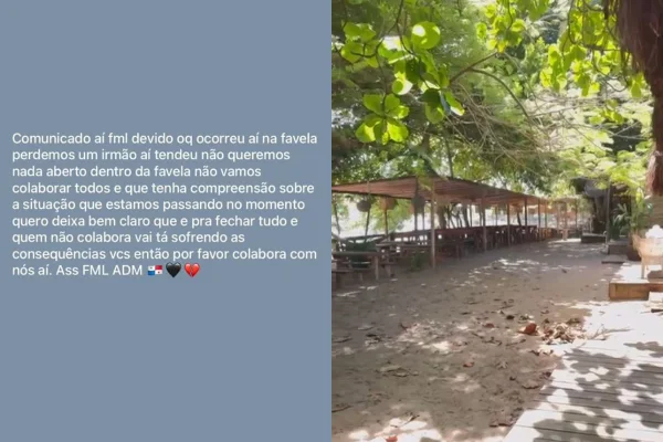 Imagem colorida de facção ameaçando comerciantes impondo toque de recolher em paraíso turístico da Bahia - Metrópoles