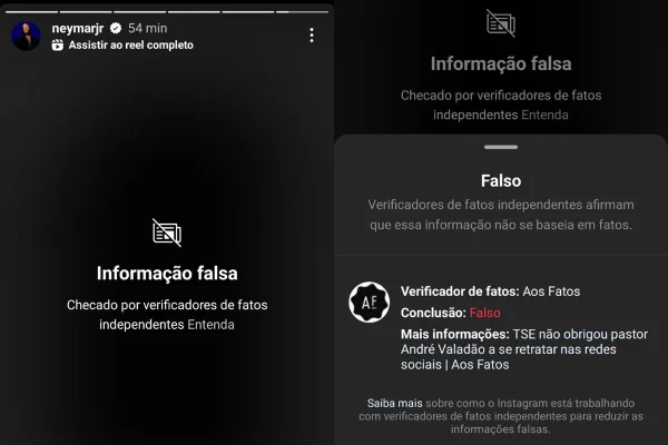 informação falsa neymar andré valadão