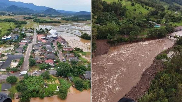 Imagens aéreas mostram situação de Praia Grande (SC) após chuva - Metrópoles