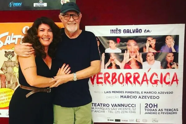 Foto colorida de Ney Latorraca e Inês Galvão - Metrópoles