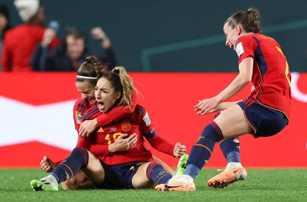Jogadoras da Espanha comemoram gol e classificação Jogadoras da Espanha comemoram gol e classificação