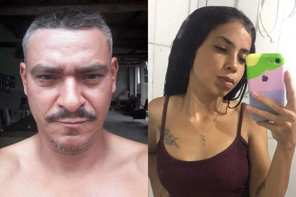 Imagem colorida de montagem que traz um homem de bigode no lado esquerdo e uma mulher jovem segurando um celular na direita. Metrópoles