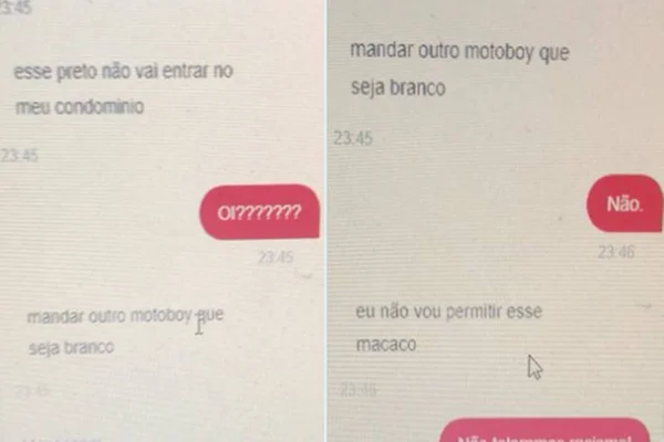 Mensagens recebidas por dona de hamburgueria mostram texto racista contra entregador