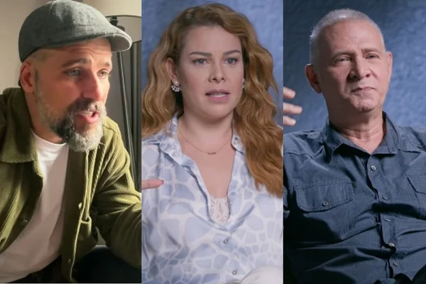Bruno Gagliasso, Fernanda Souza e Nelson Freitas no documentário de Chiquititas (Reprodução/YouTube)