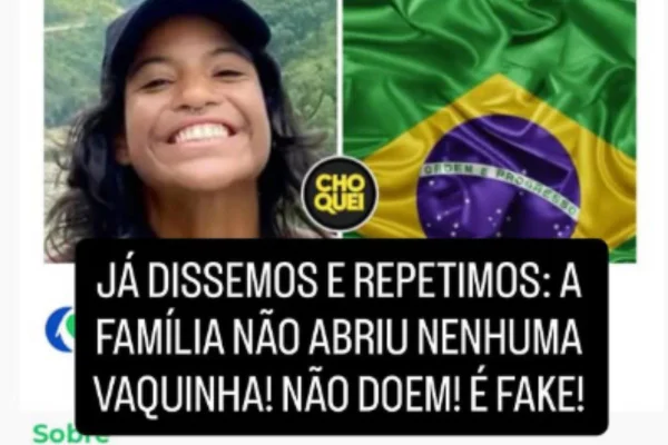 Print da publicação feita pela família de Juliana Marins negando criação de vaquinha on-line - Metrópoles