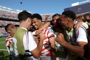 Jogadores dos Estados Unidos comemoram gols na Copa do Mundo Jogadores dos Estados Unidos comemoram gols na Copa do Mundo