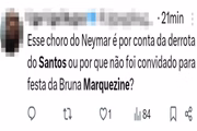 Internautas tiraram sarro da cara de Neymar após derrota do Santos