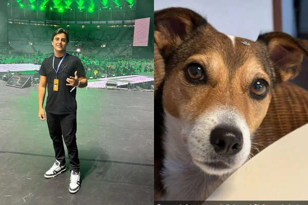 Montagem com fotos coloridas de Marcelo Cady e Lola - Metrópoles