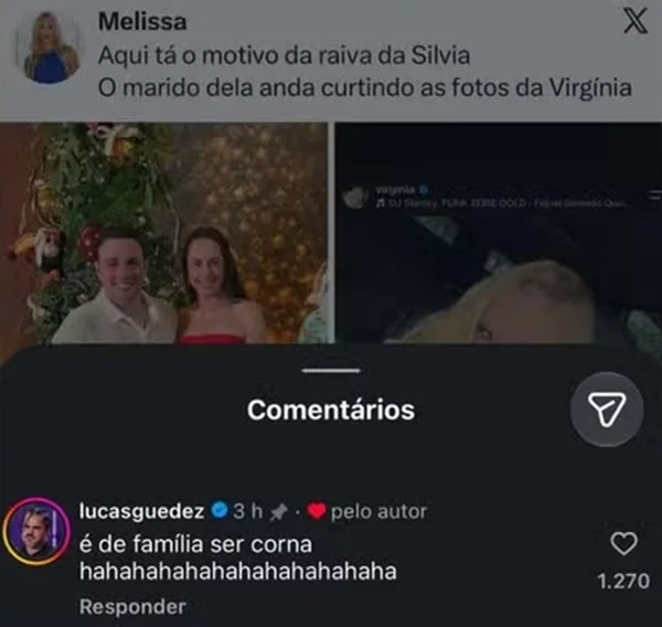 Lucas Guedez detona Silvia Abravanel após alfinetada em Virginia Fonseca - destaque galeria Lucas Guedez detona Silvia Abravanel após alfinetada em Virginia Fonseca - destaque galeria