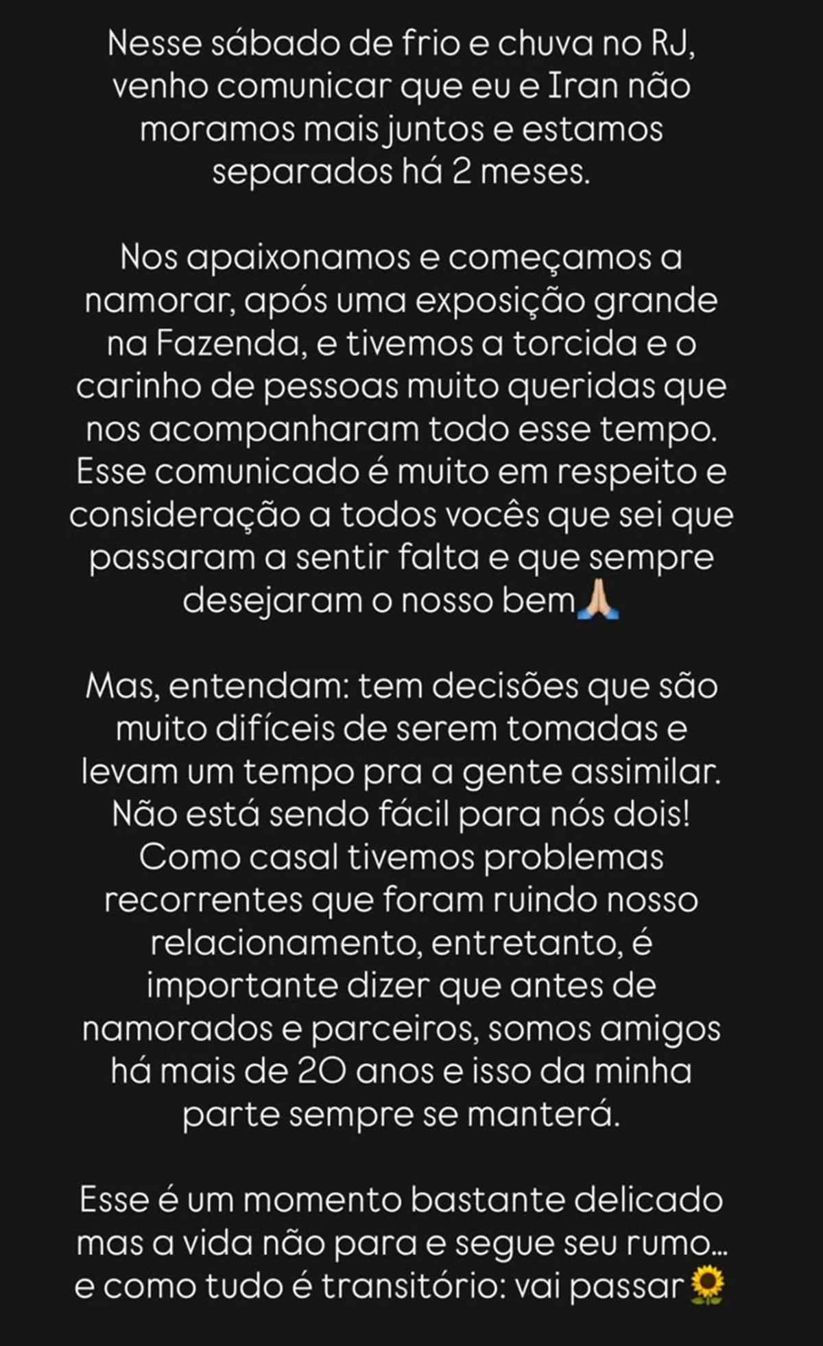 Bárbara Borges anuncia fim do relacionamento com Iran Malfitano após 3 anos Bárbara Borges anuncia fim do relacionamento com Iran Malfitano após 3 anos