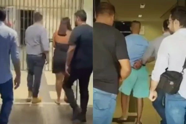 Imagem colorida mostra casal sendo preso por aplicar golpes em São José do Rio Preto, no interior de SP - Metrópoles
