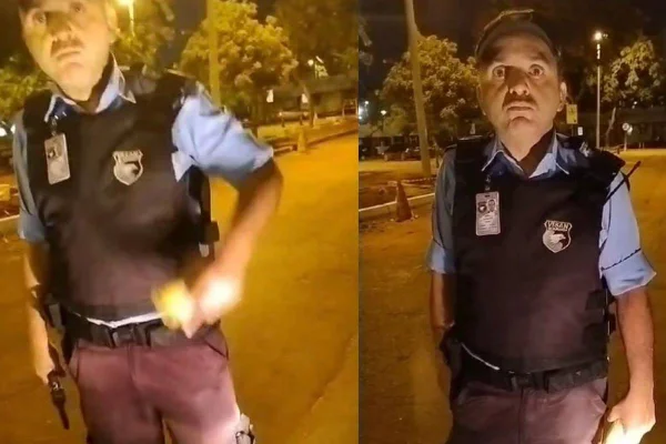 Vigilante armado ameaça e agride entregador no Hospital de Base. Vídeo