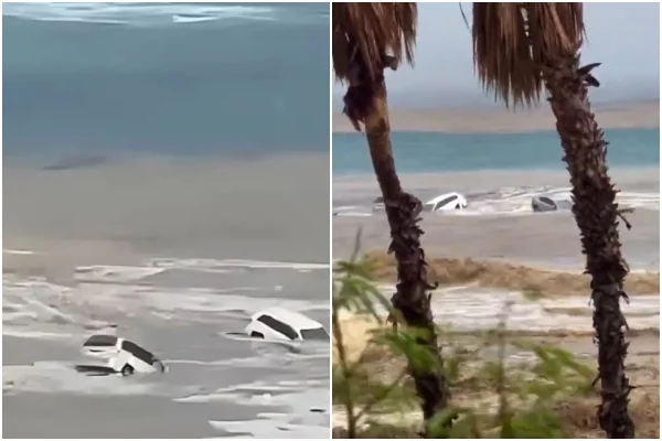 Inundações causadas por tempestade tropical arrastam veículos para o mar no México