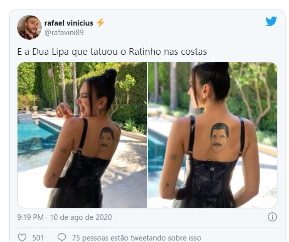 Dua Lipa tatuou o rosto do Ratinho? Entenda essa história maluca - imagem 5 Dua Lipa tatuou o rosto do Ratinho? Entenda essa história maluca - imagem 5