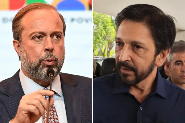 Imagem colorida mostra Alexandre Silveira e Ricardo Nunes, que discutem sobre a Enel em São Paulo