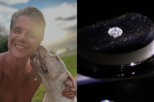 Márcio Garcia eterniza cão Dogo com diamante feito de pelos do animal