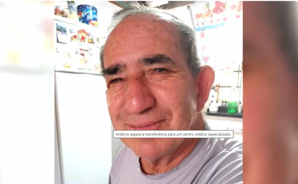 imagem colorida. Homem que aguarda vaga na UTI
