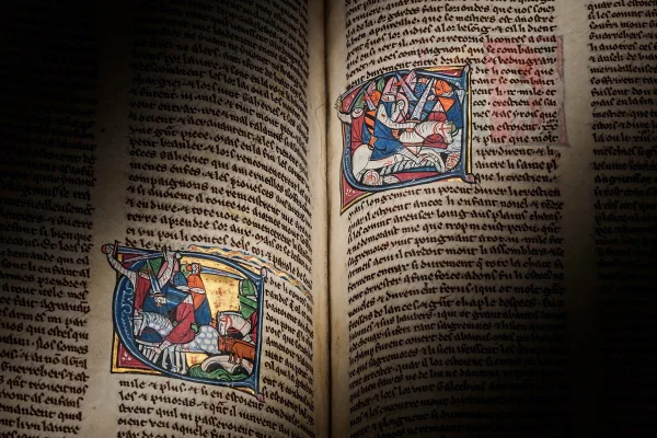 Imagem colorida de manuscrito medieval - Metrópoles