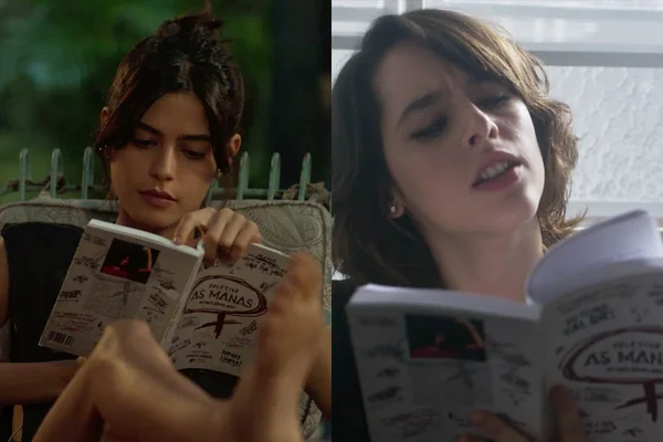 Em Pantanal, Guta (Julia Dalavia) lê livro fictício presente em As Five, série derivada de Malhação
