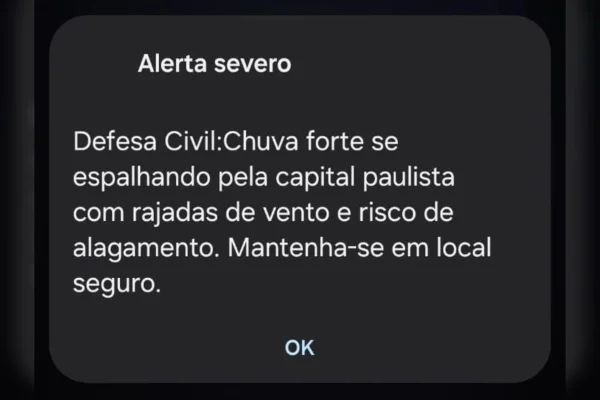Cidade de SP recebe alerta da Defesa Civil em celulares pela 1ª vez