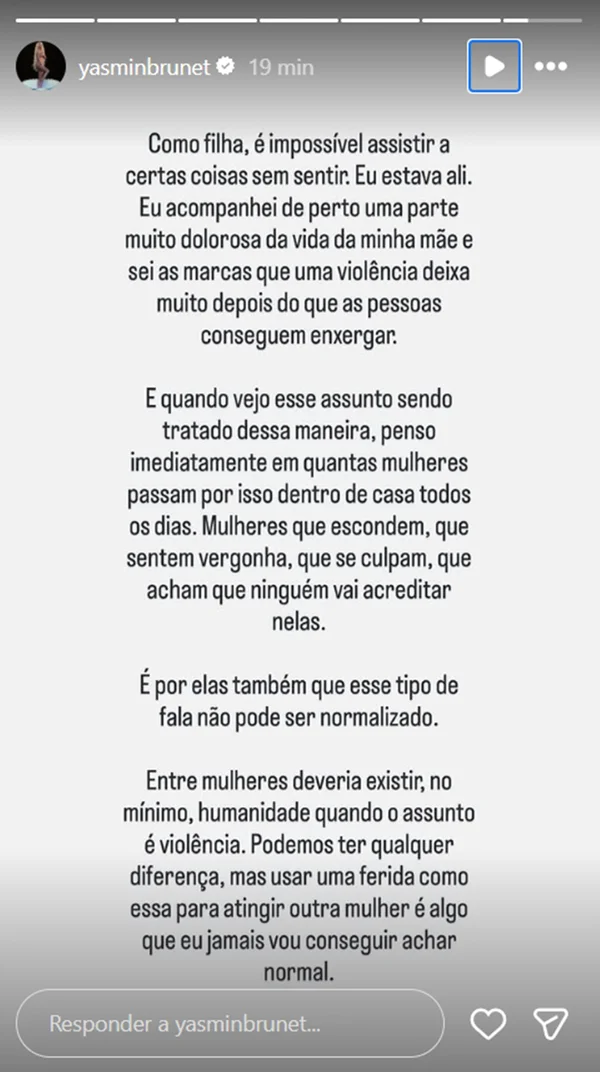 Yasmin Brunet sai em defesa da mãe após ofensiva de Mara Maravilha - destaque galeria Yasmin Brunet sai em defesa da mãe após ofensiva de Mara Maravilha - destaque galeria