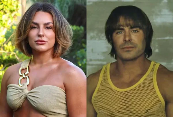 Montagem colorida com fotos de Zac Efron e Kéfera