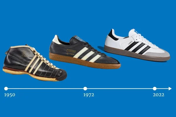 A imagem mostra três versões do Adidas Samba