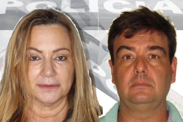 retrato colorido do homem branco de cabelos curtos sem barba, a esquerda, e de mulher branca, de cabelos loiros e longos abaixo dos ombros - Metrópoles