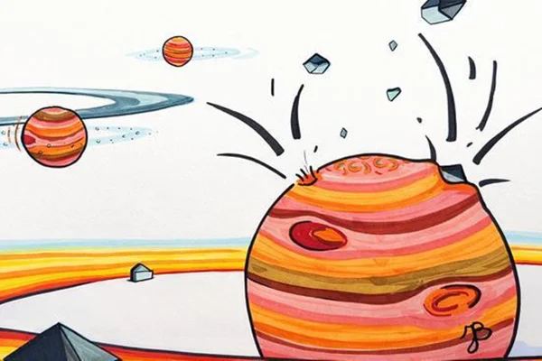 Ilustração colorida mostra como é a formação de gigantes gasosos - Metrópoles