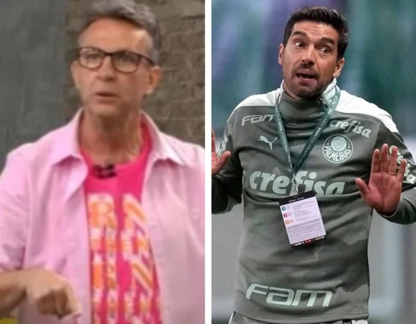 Neto, apresentador da Band, e Abel Ferreira, treinador do Palmeiras