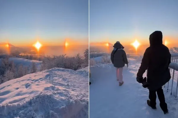 montagem colorida com prints de vídeo que mostra os (tres sois"