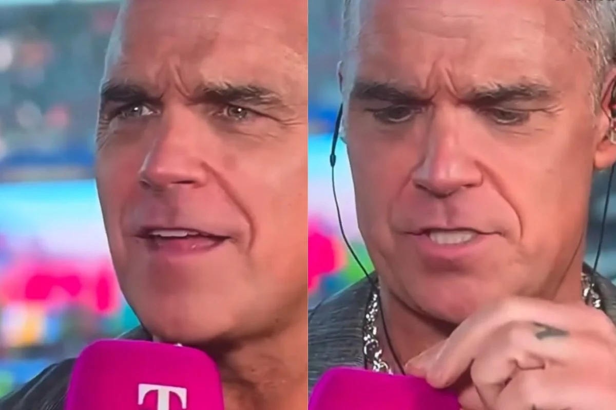 Robbie Williams afirmou que o fragmento era um pedaço de bala de menta Robbie Williams afirmou que o fragmento era um pedaço de bala de menta