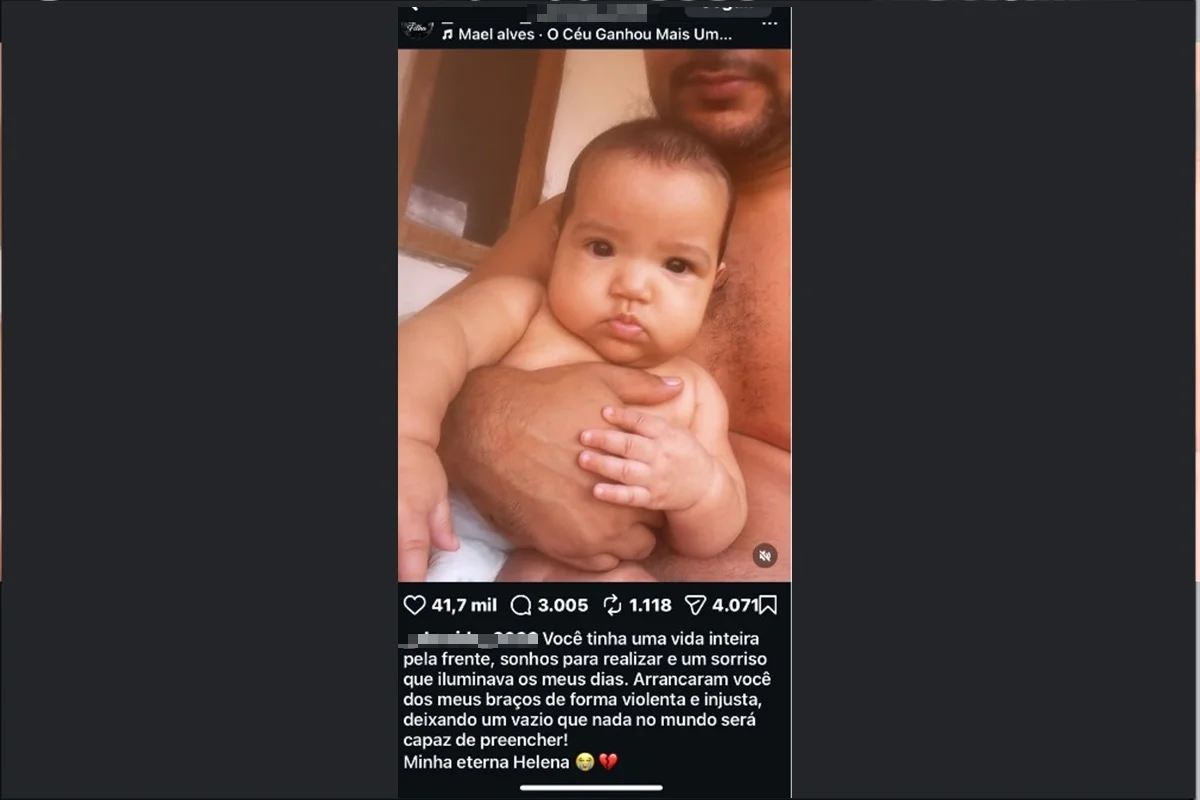 Pai publica mensagem: "arrancaram você dos meus braços" Pai publica mensagem: "arrancaram você dos meus braços"