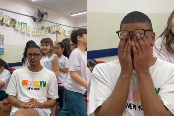 Foto colorida de uma rapaz e algumas crianças - Metrópoles