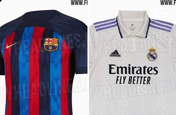 Jornal As vaza as novas camisas de Barcelona e Real Madrid