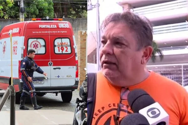 Foto colorida de pai de aluno ferido em ataque com faca em escola de Fortaleza, Ceará