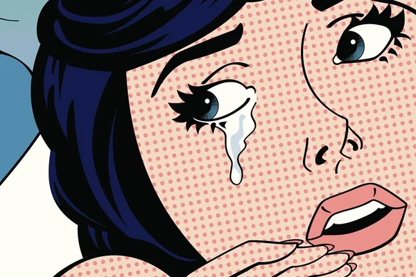 Ilustração pop art de mulher chorando