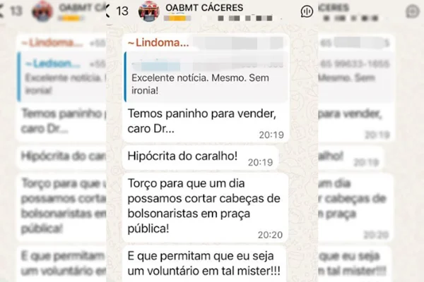 Em grupo da OAB, advogado fala em cortar cabeça de bolsonaristas em praça pública