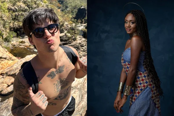 Montagem com fotos coloridas de Gabriel Fop e Sarah Aline - Metrópoles