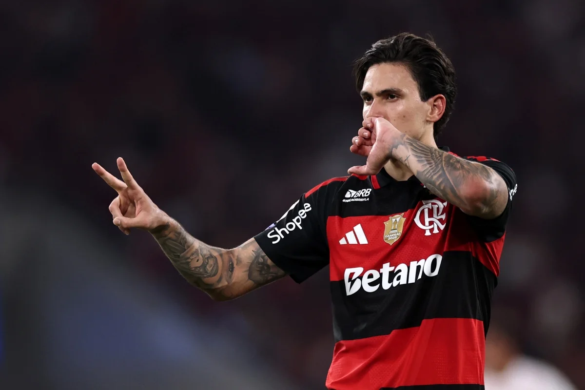 Pedro comemora gol do Flamengo sobre RB Bragantino Pedro comemora gol do Flamengo sobre RB Bragantino