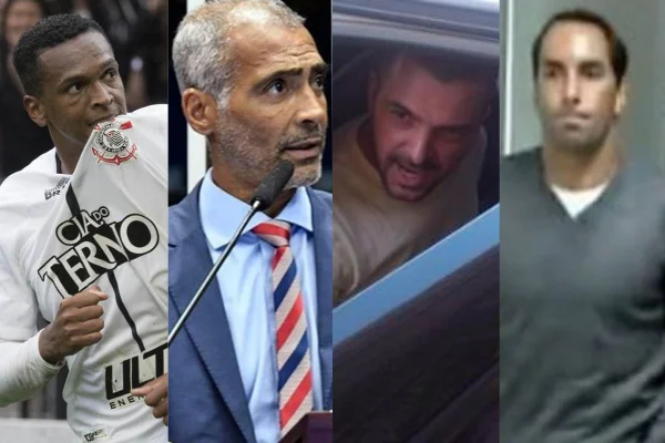 Imagem colorida mostra montagem com os ex-jogadores Jô, Romário, Zé Elias e Edmundo - metrópoles