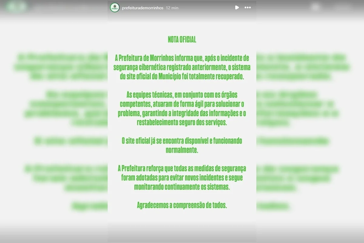 Prefeitura de Morrinho diz que site voltou a funcionar após ataque hacker Prefeitura de Morrinho diz que site voltou a funcionar após ataque hacker