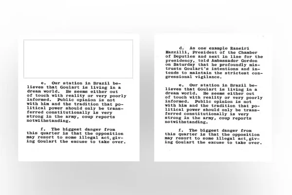 Imagem colorida de documentos da CIA - Metrópoles