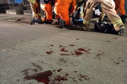 Marcas de sangue deixadas pela mulher