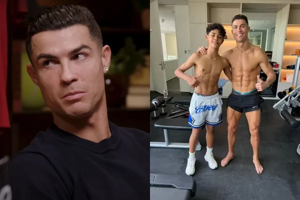 Foto colorida de Cristiano Ronaldo e filho CRJr - Metrópoles