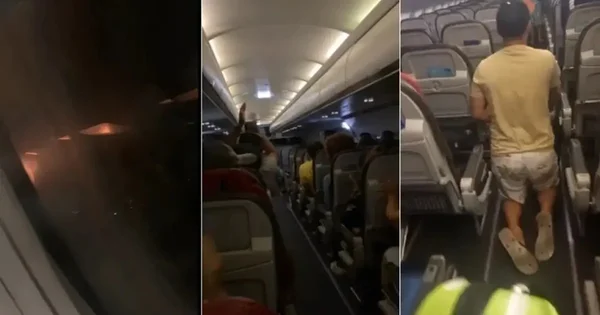Imagem colorida de homem de joelhos após avião fazer pouso de emergência na Bahia - Metrópoles