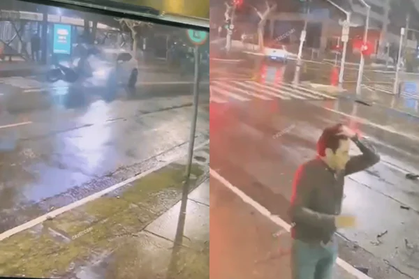 Colagem colorida de acidente de trânsito que vitimou PM atingido por carro na contramão - Metrópoles