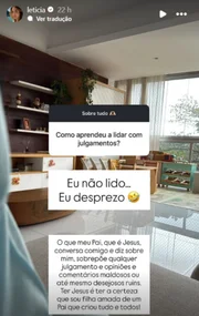 Letícia Almeida responde como lida com as críticas. Letícia Almeida responde como lida com as críticas.