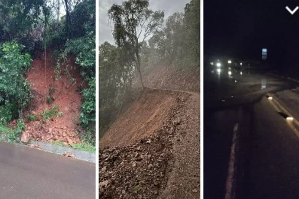 Chuva causou deslizamentos e alagou rodovias em SC